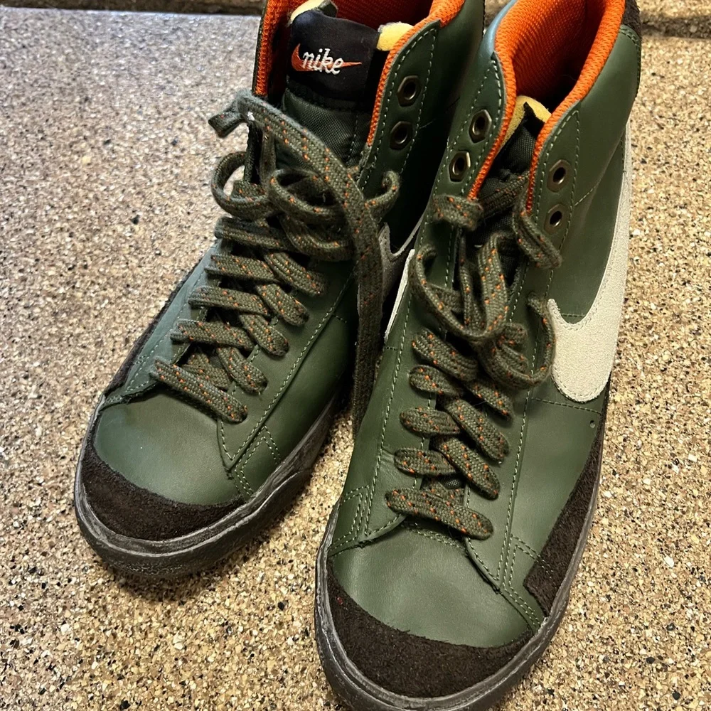 Nike Olive and Orange High-Top Sneakers - Picture 1 of 6